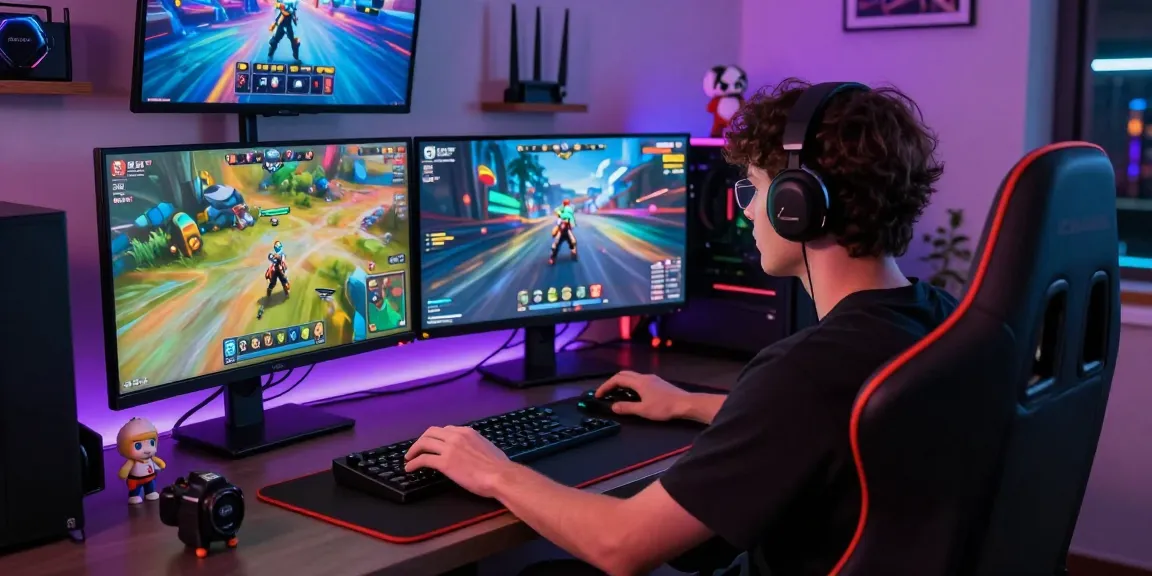 BUKUMIMPI138: Pengalaman bermain game digital online dengan suasana modern dan aksesori gaming.
