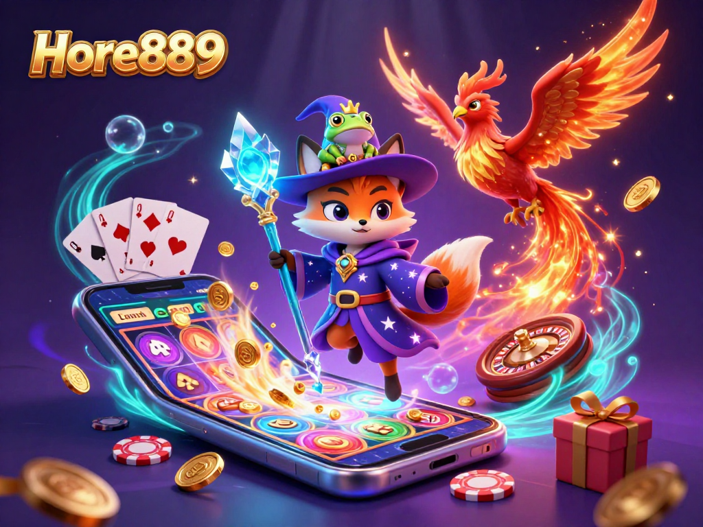 Experience thrilling slots at Hore889 with mystical characters and dazzling casino elements.