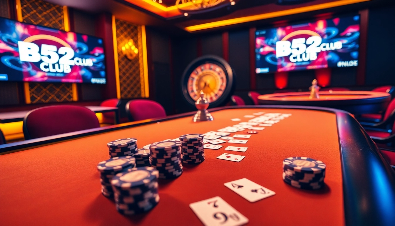 B52 Club offers an exciting casino experience with vivid poker tables and dynamic game promotions.