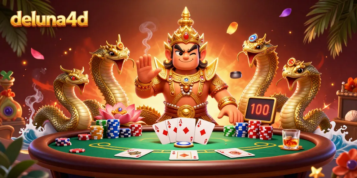 Interact with deluna4d's engaging 3D scene featuring a guardian and poker excitement.