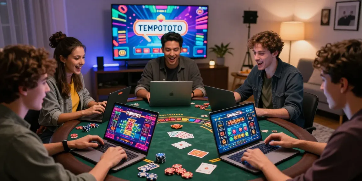 Players enjoying exciting TEMPOTOTO online casino games in a cozy living room setting.