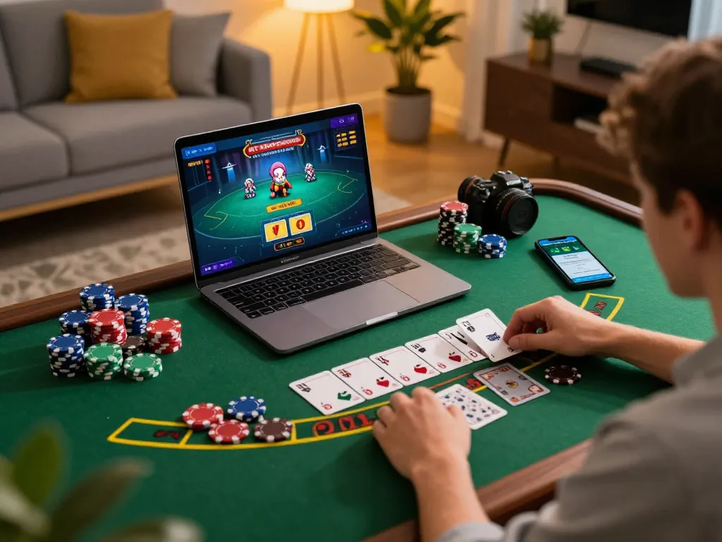 Player engaging in blackjack on llwin with vibrant chips and strategic gameplay.