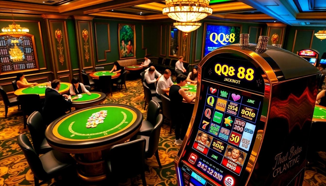 Experience the thrill of betting at qq88 with vibrant casino tables and engaging players.