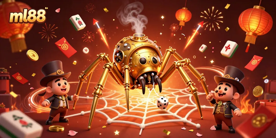 Engage in thrilling gameplay with ml88 as the golden spider traps lucky dice in its web.