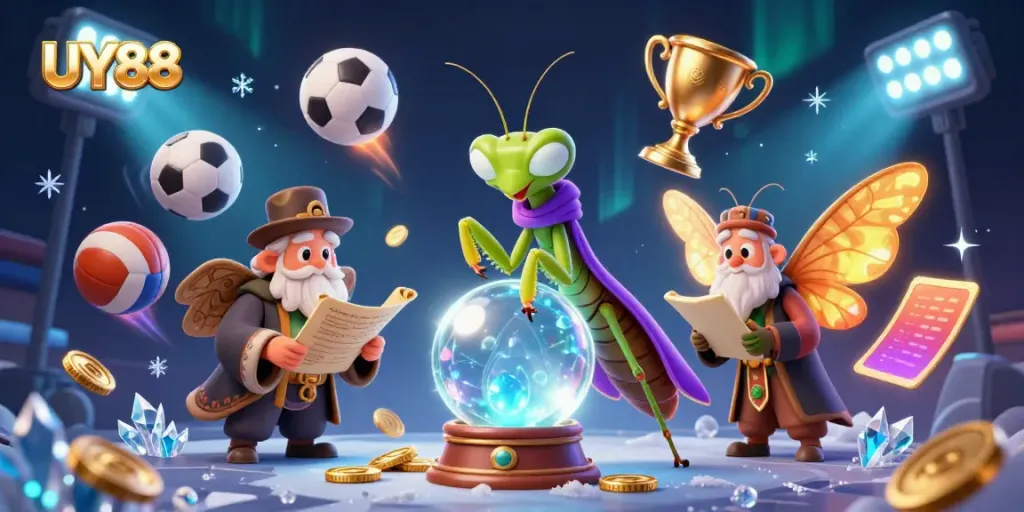 Join UY88 for thrilling sports betting excitement surrounded by fantastical characters and vivid game elements.
