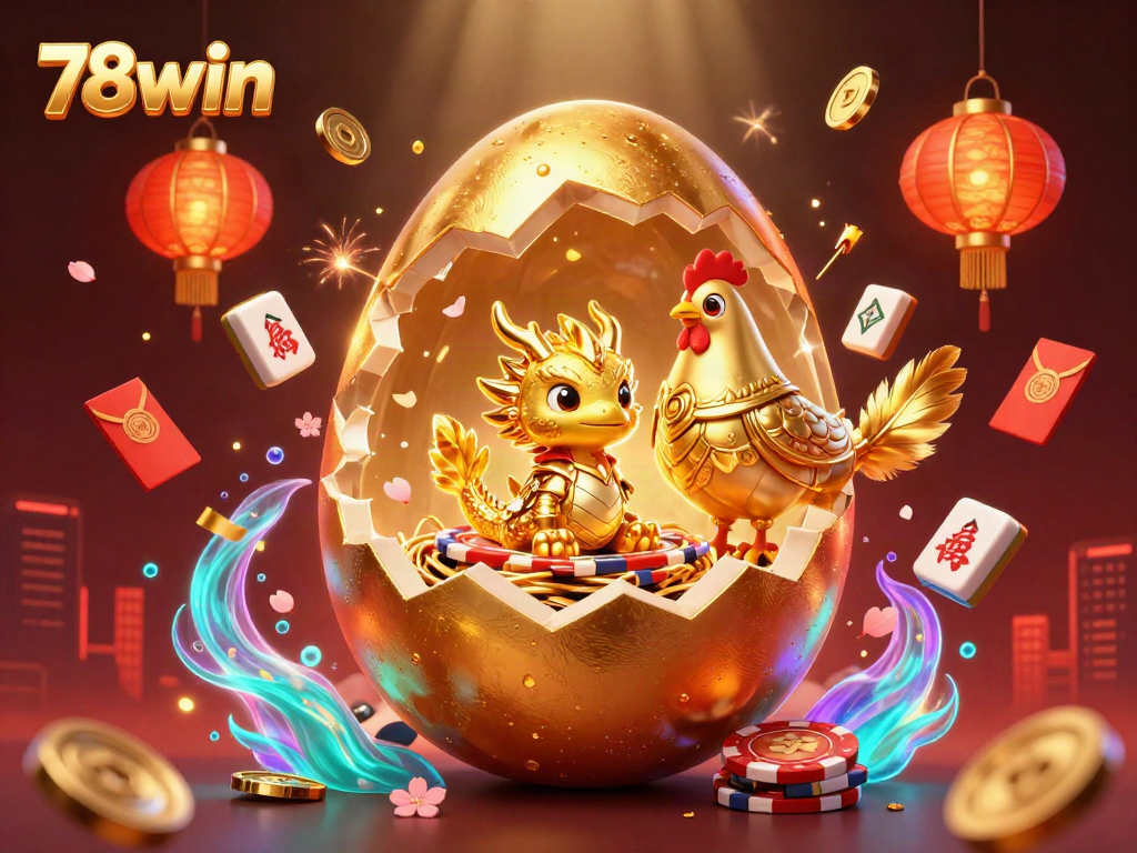 Experience thrilling wins with 78win's dynamic casino scene featuring golden dragon and poker chips.