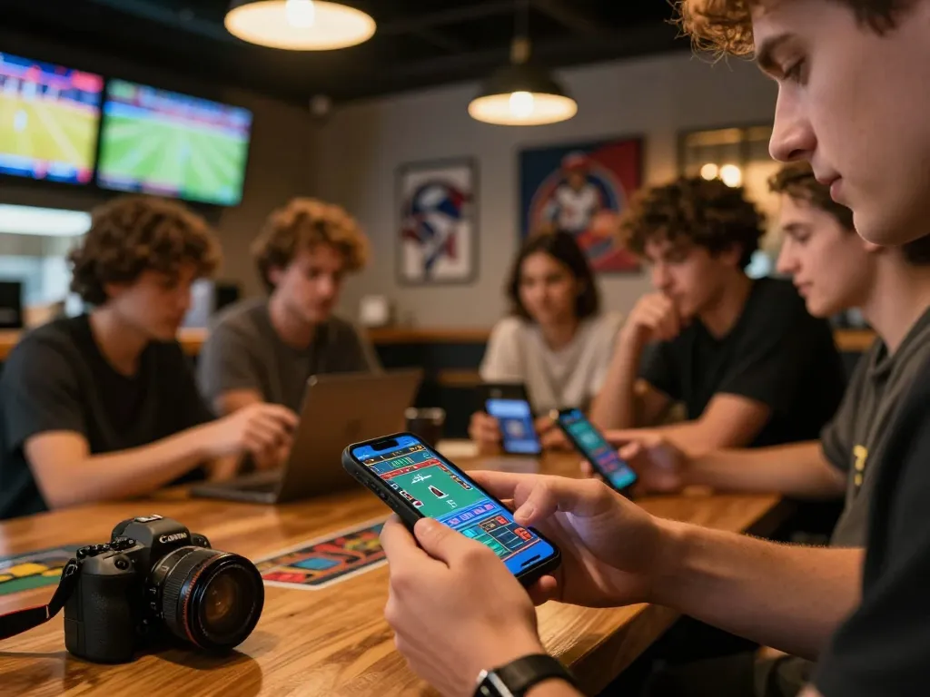Betting on fabet app during live sports event with friends watching