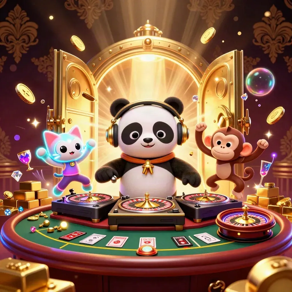 Panda DJ, monyet, dan kucing rave di depan vault emas meledak, penuh koin dan permata