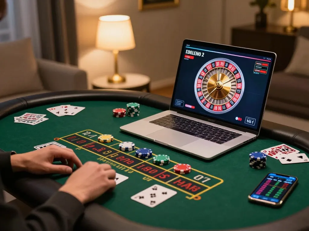 Engaging in a strategic online bet at SC88 while enjoying a cozy home setting with live dealer games.