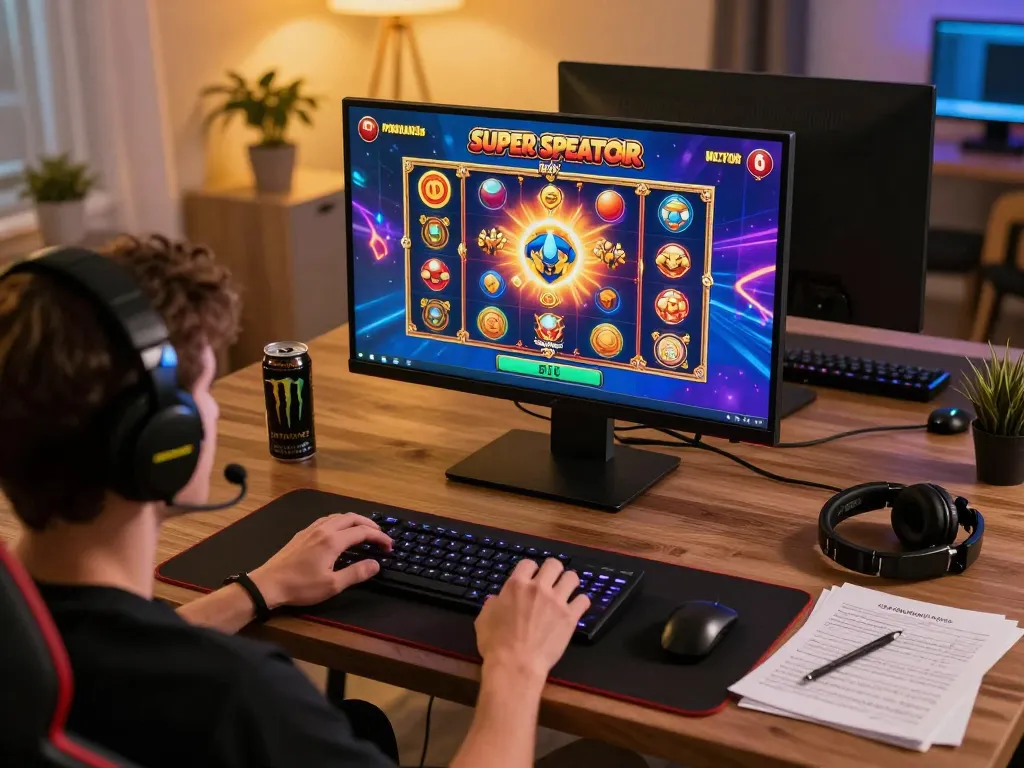 Engaging in the exciting Pragmatic Play Super Scatter slot game on UGDEWA platform from home.
