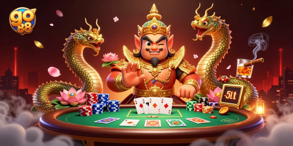 Experience thrilling poker action at go 88 with colorful poker chips, cards, and energetic casino atmosphere.