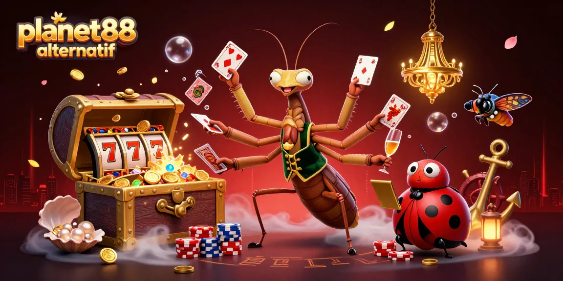 Win big with planet88 alternatif at online slots surrounded by vibrant 3D casino elements.