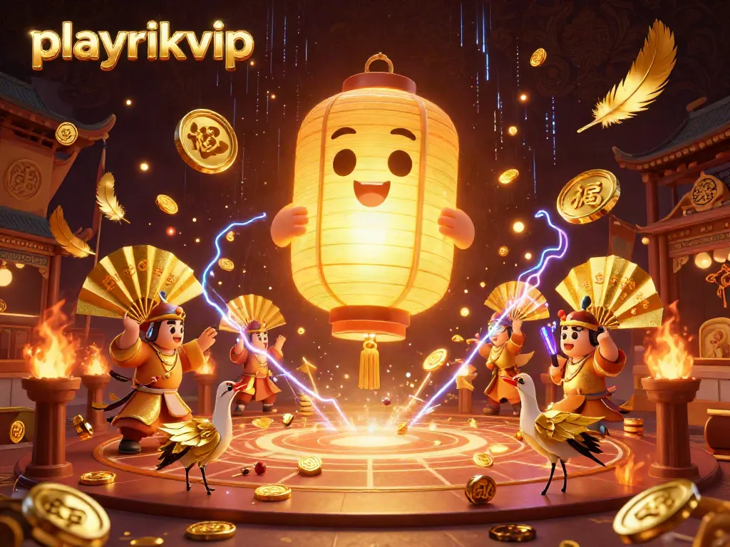 Experience the vibrant spirit of playrikvip with a lively 3D casino illustration showcasing golden lanterns and gaming elements.