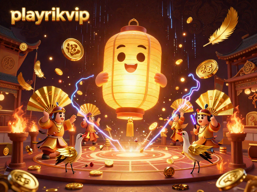 Experience the vibrant spirit of playrikvip with a lively 3D casino illustration showcasing golden lanterns and gaming elements.