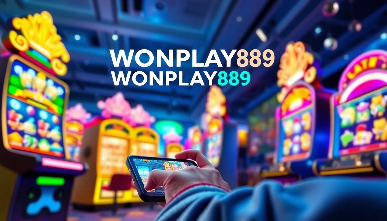 Experience the excitement of WONPLAY889's online slot gaming scene with colorful reels and vibrant visuals.