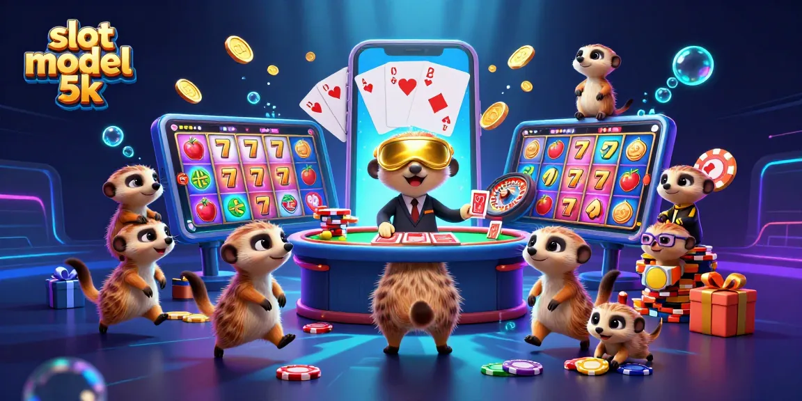 Experience thrilling gameplay with slot modal 5k, featuring energetic meerkats in a vibrant casino setting.