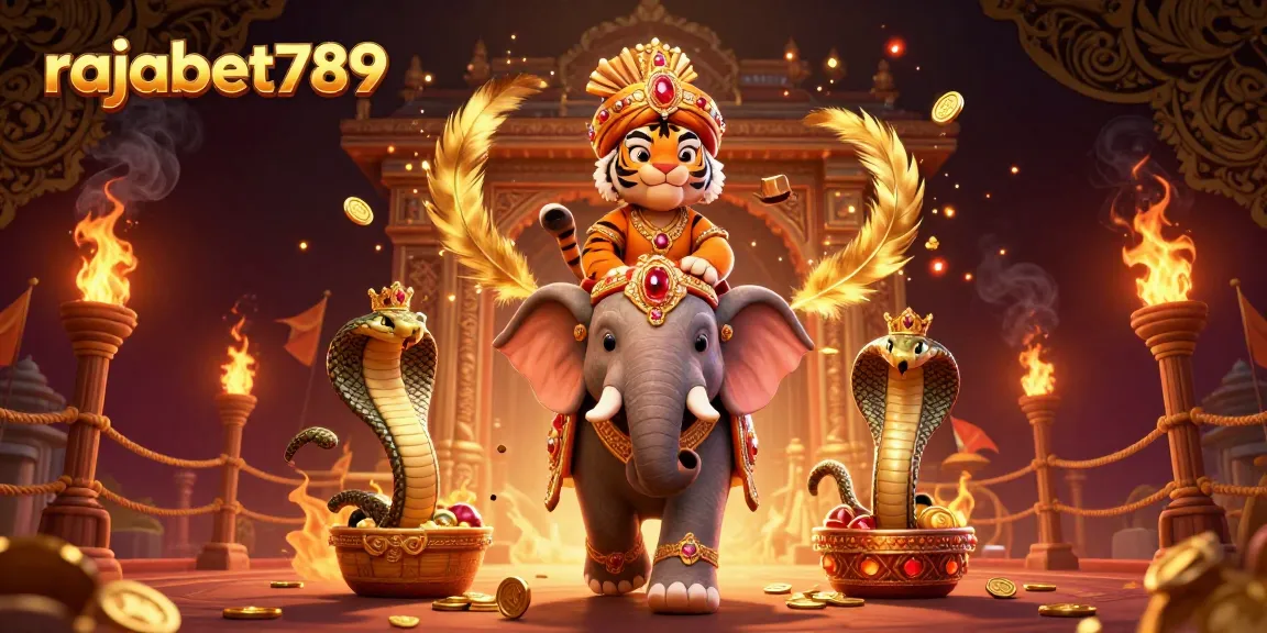 Menangkan di rajabet789 dengan ilustrasi keberuntungan, harimau Maharaja dan gajah berhiaskan permata