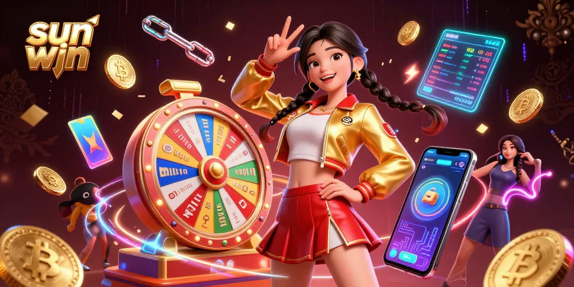 Experience the thrill of sun win with vibrant slots and jackpot reels in a festive casino scene.