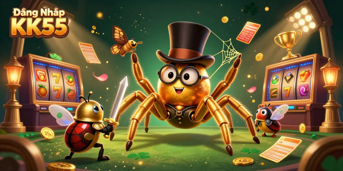 Experience the excitement of Đăng Nhập KK55 as a golden tarantula weaves casino magic.