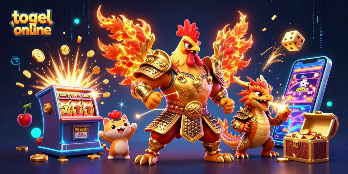 Mengakses informasi terbaru togel online dengan ilustrasi karakter dinamis pertempuran dalam nuansa kasino yang menawan.