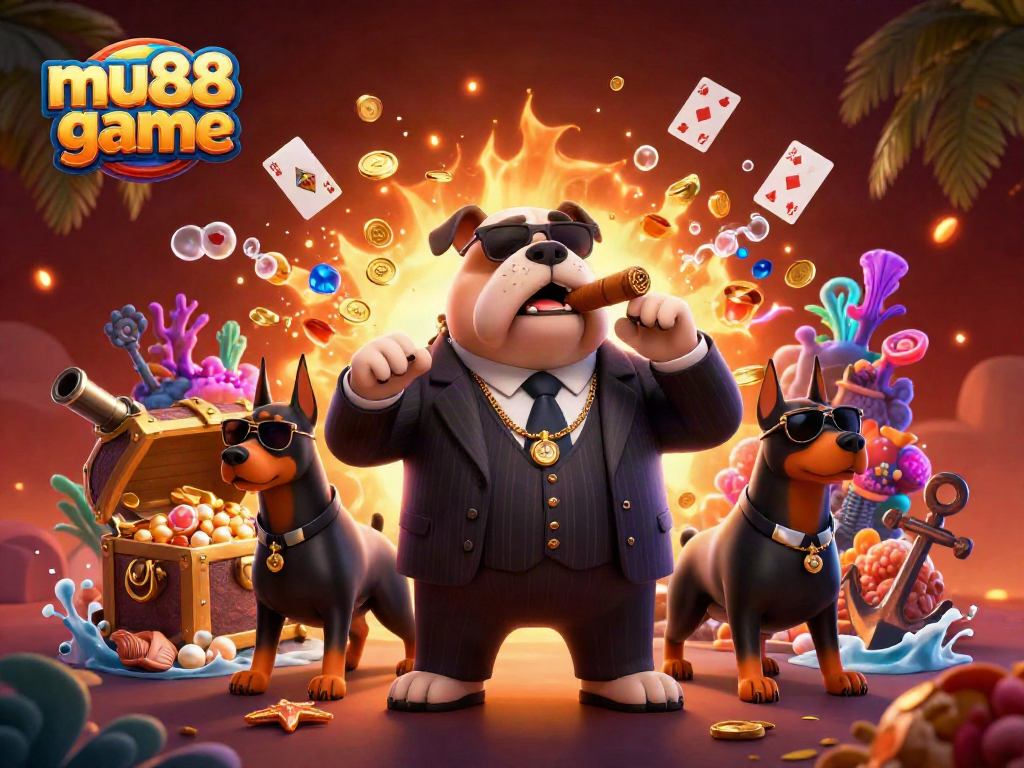 Experience the thrilling mu88 game with a vibrant 3D scene showcasing casino elements and characters.