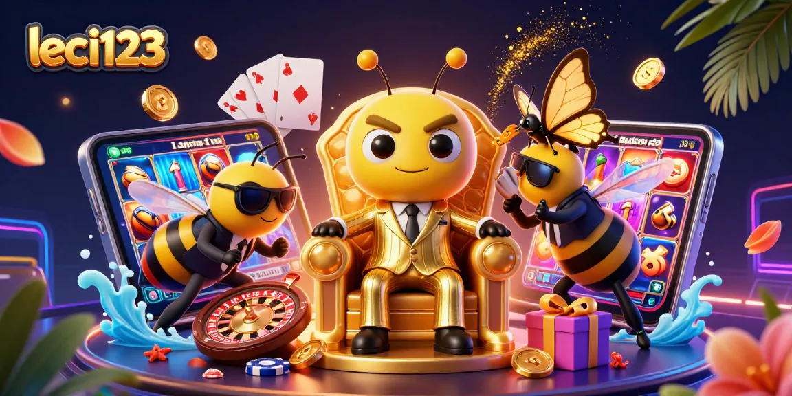 Permainan slot di leci123 dengan karakter lebah kartun dalam ruangan megah.