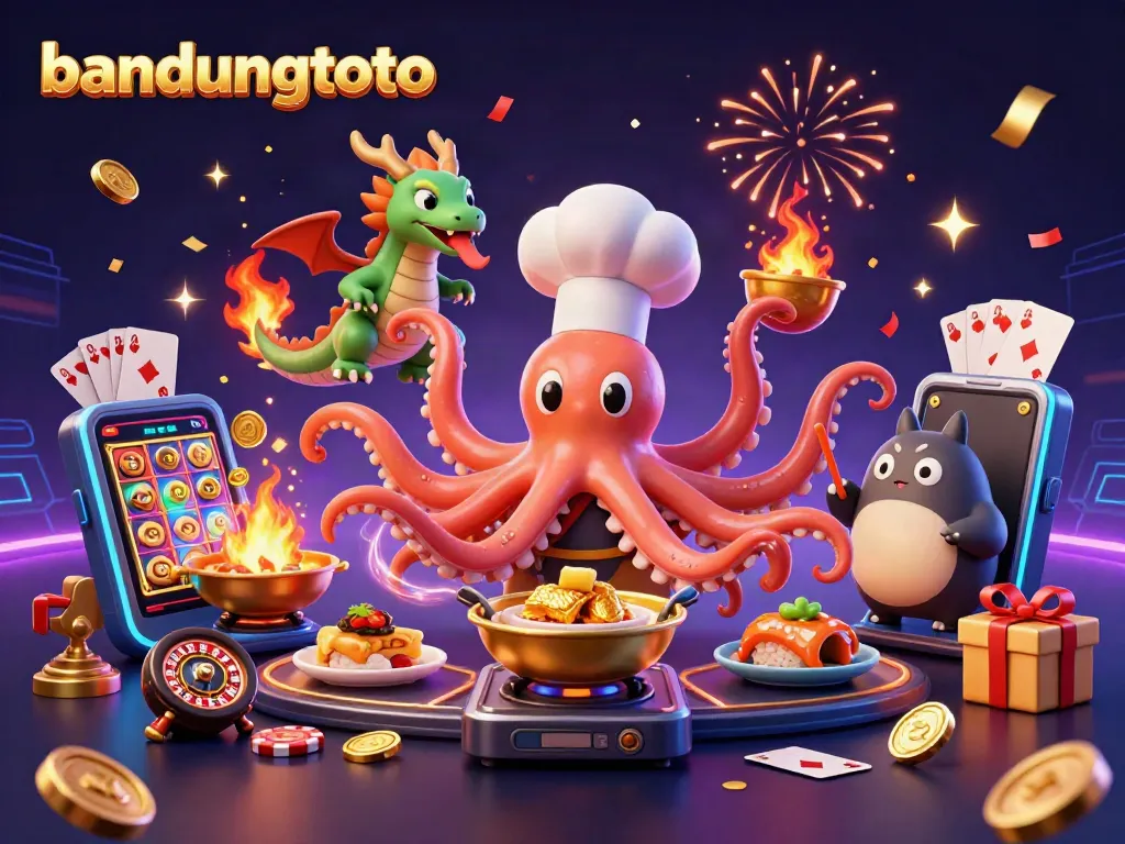 Engage with bandungtoto through an exciting casino-themed illustration featuring dynamic gaming elements and vibrant characters.