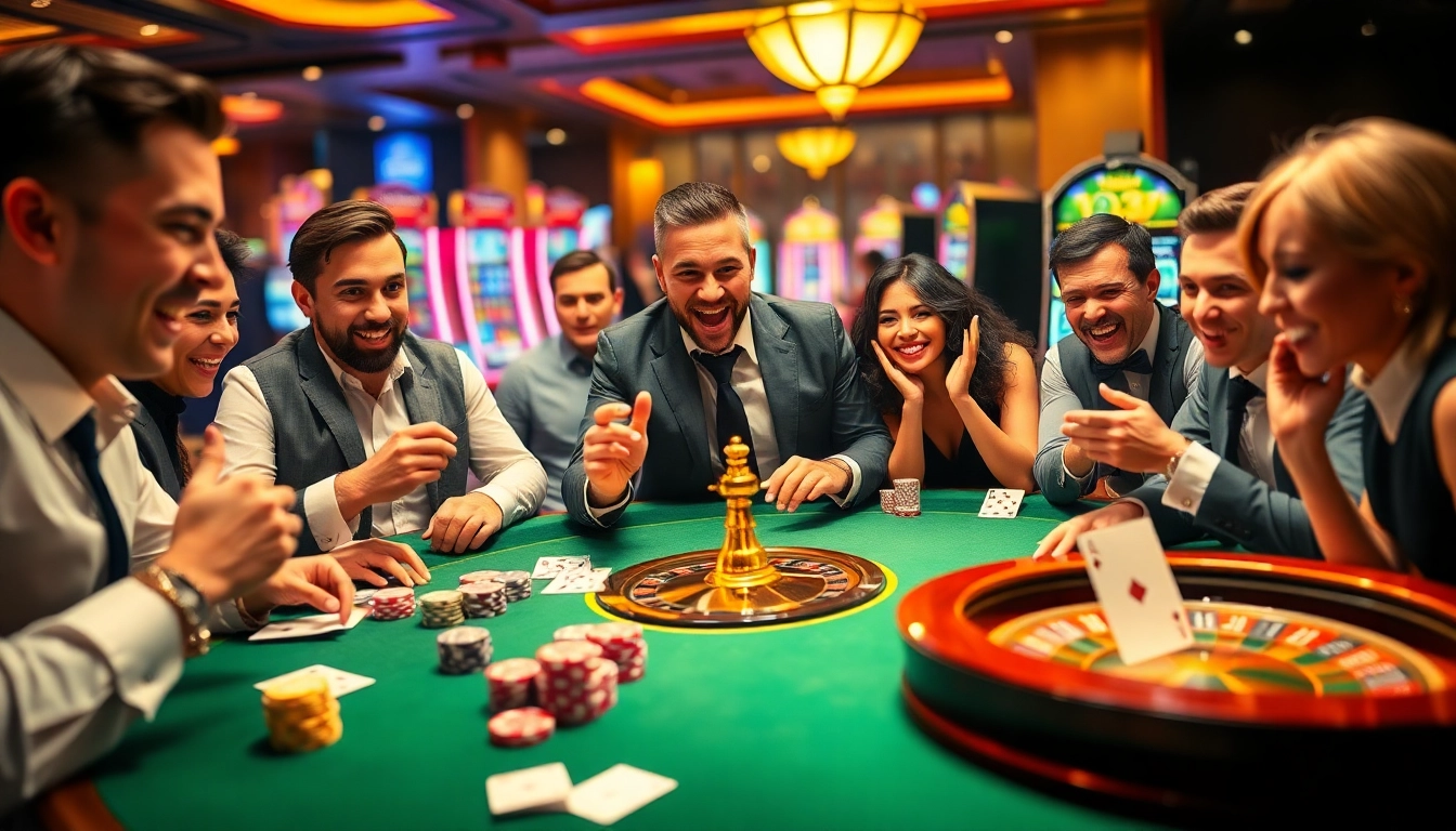 Players enjoying a dynamic game at Luckywin casino table, filled with excitement and strategy.