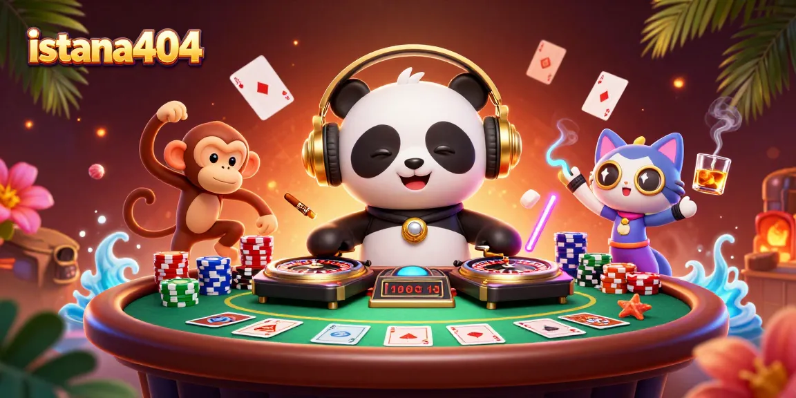 Engage in thrilling gameplay at istana404, featuring a vibrant casino scene with lively characters and rich details.