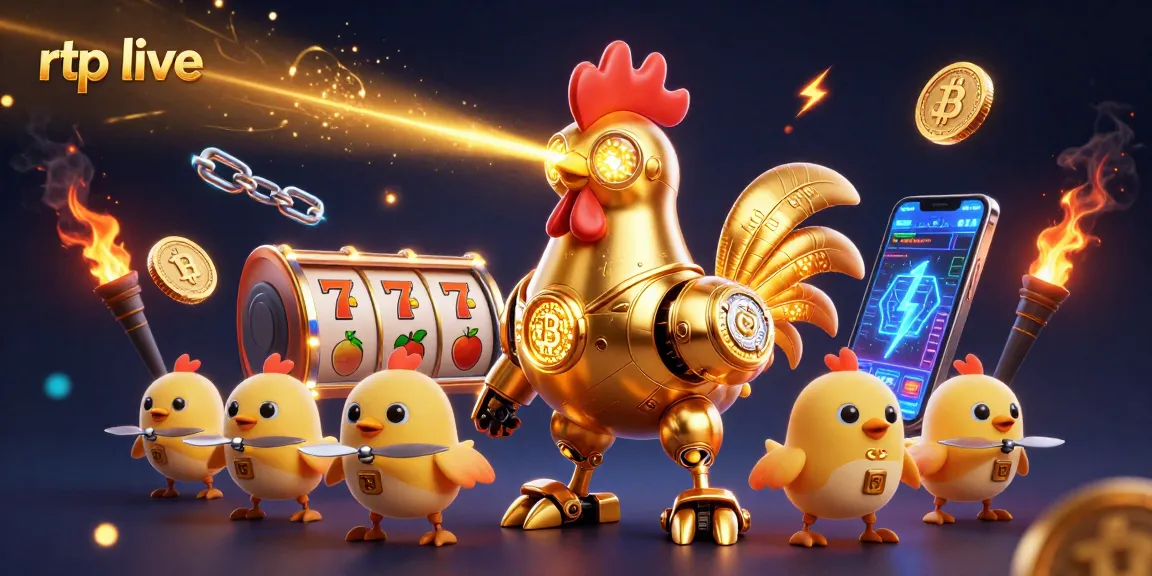 Engage with rtp live elements in a vibrant casino atmosphere featuring futuristic characters and game symbols.