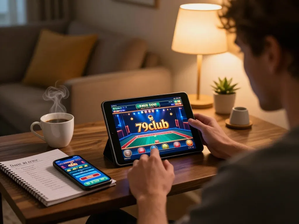 Engaging online gaming session at 79club, showcasing user focused on gambling strategies.