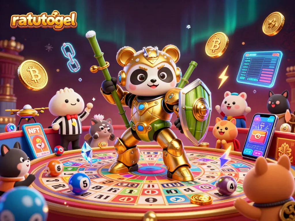 Experience exciting lottery action with ratutogel featuring a golden panda in a dynamic arena filled with cheering spectators.