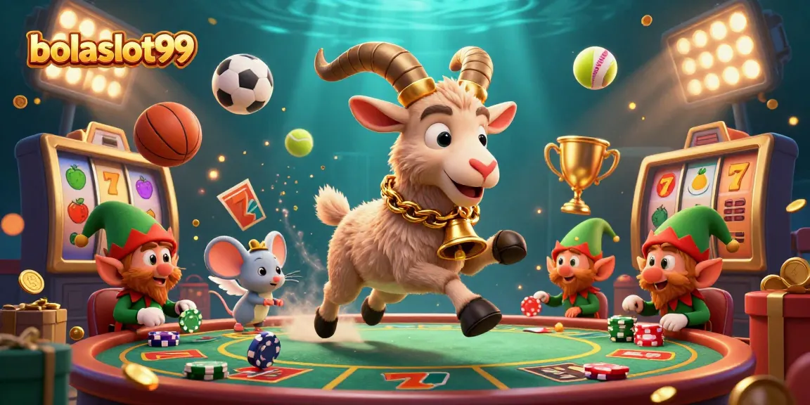 Experience the festive chaos of bolaslot99 casino with Krampus goat and angel mouse amidst playful gremlin antics.