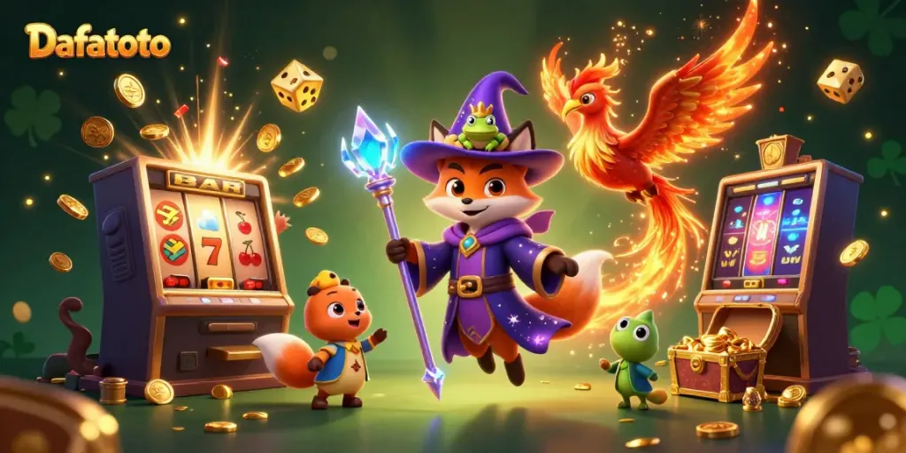 Permainan slot dan penawaran jackpot menakjubkan di Dafatoto yang penuh dengan simbol keberuntungan.