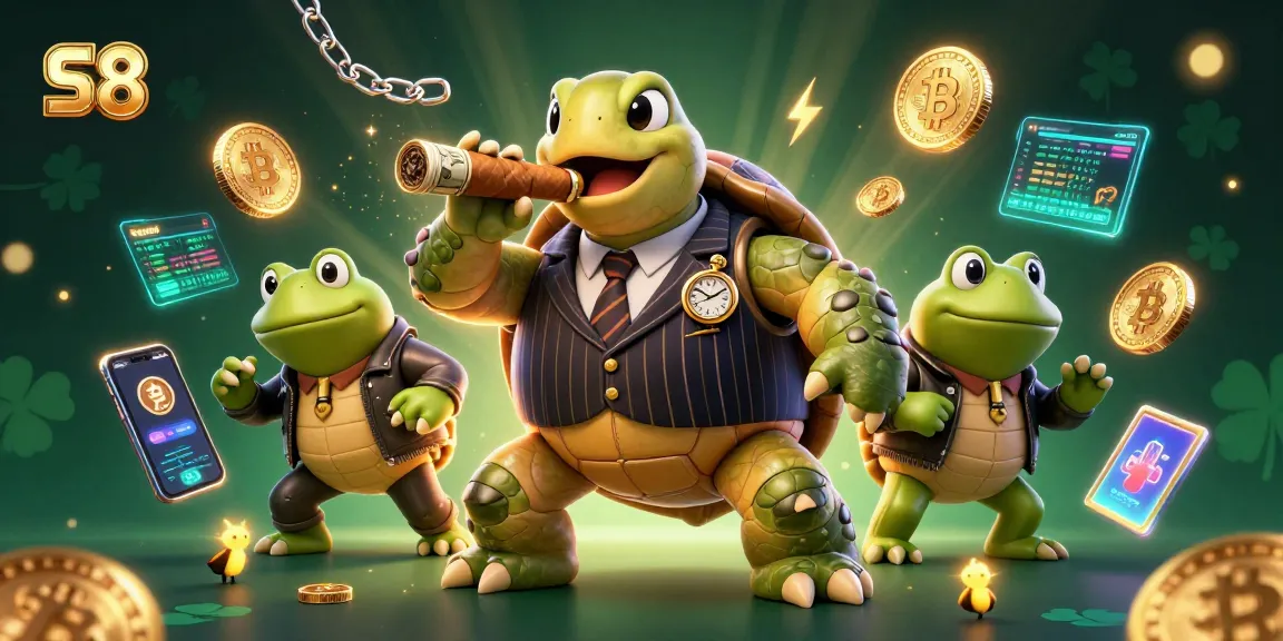 S8 offers an exhilarating gambling experience with a flamboyant turtle and frog enforcers amidst vibrant casino lights.