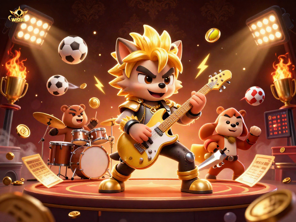 WISH4D showcases a lively casino scene with dynamic sports elements and engaging characters.