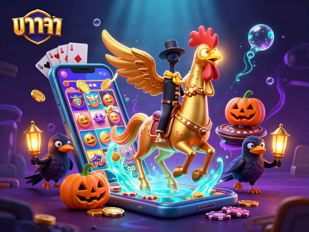 Engage in บาคาร่า action with a golden rooster and casino elements in vibrant 3D detail.