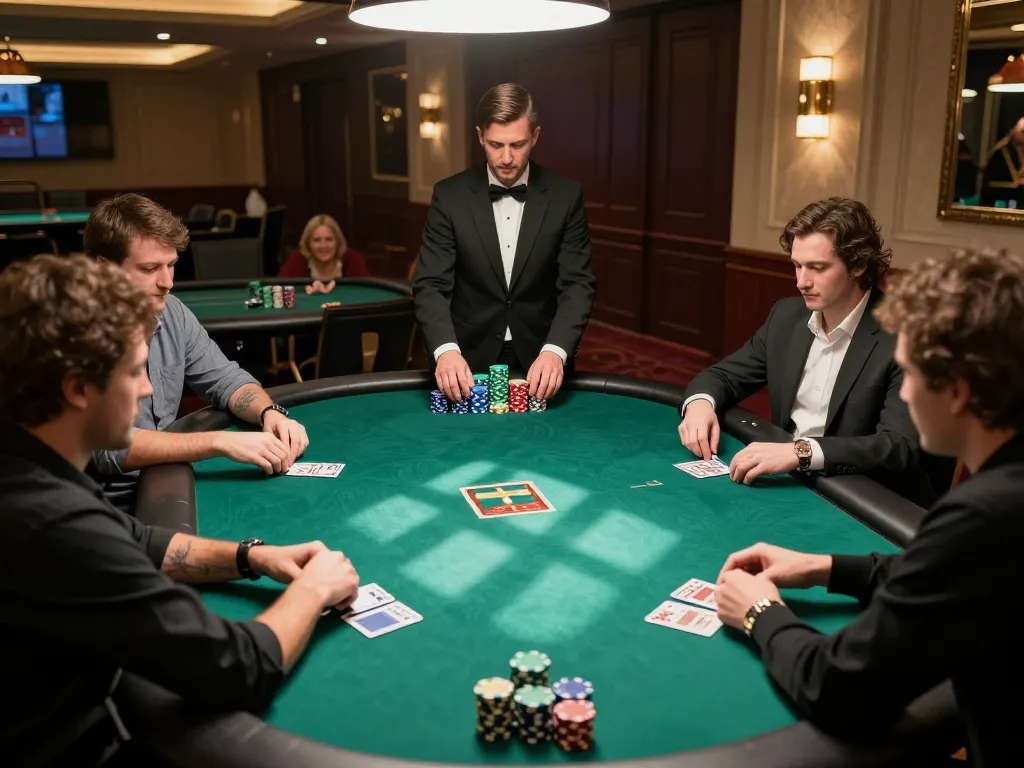 Experience high-stakes gameplay with ZEUS222 poker strategies in an upscale casino setting.