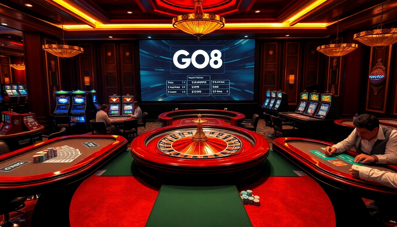Players test their luck and skills at GO8 casino tables, combining excitement and strategy.