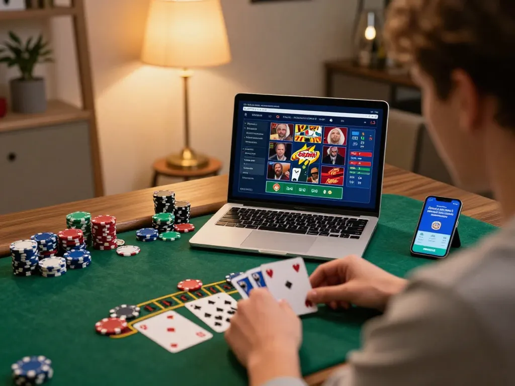 Engaging in online blackjack with MPOID, showcasing live dealer action and betting strategy.