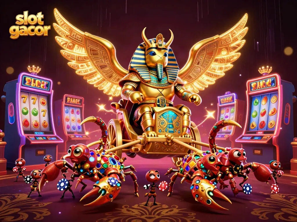Menghadirkan slot gacor dengan simbol buah dan pengganda dalam ilustrasi 3D yang berwarna-warni.