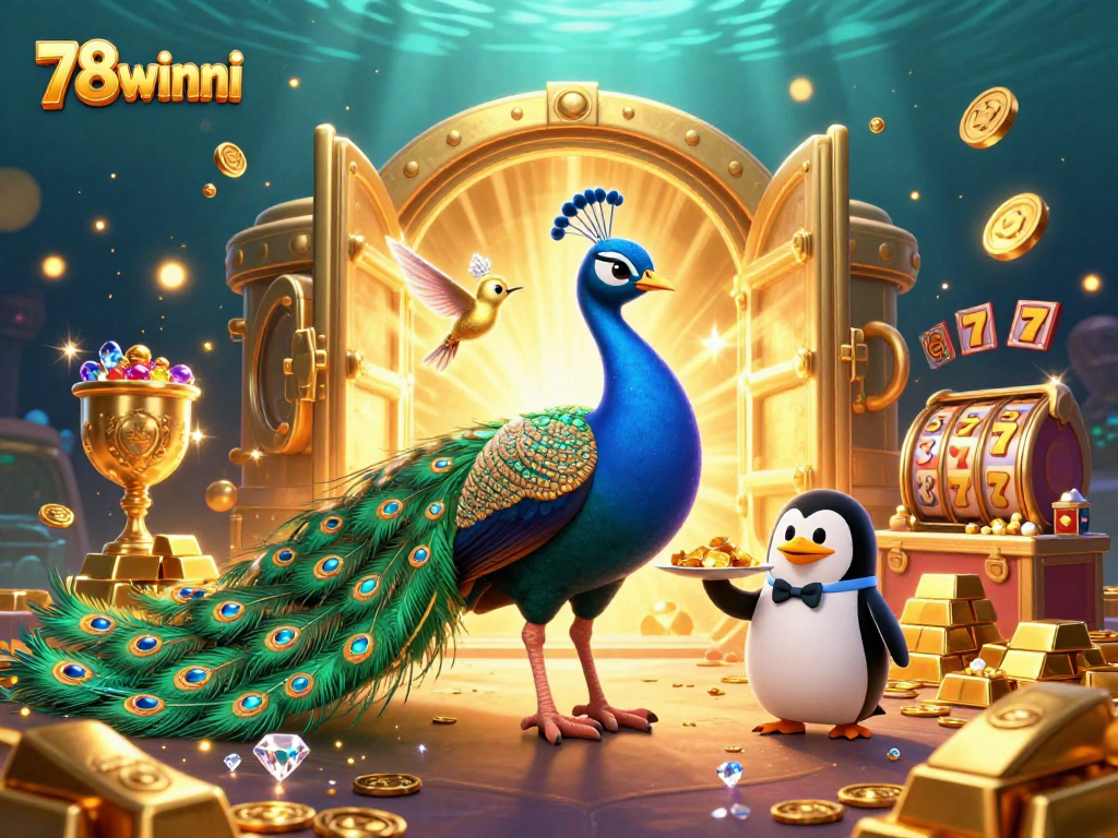 Experience thrilling gameplay with 78winni while enjoying vibrant, 3D casino imagery featuring luxurious characters.