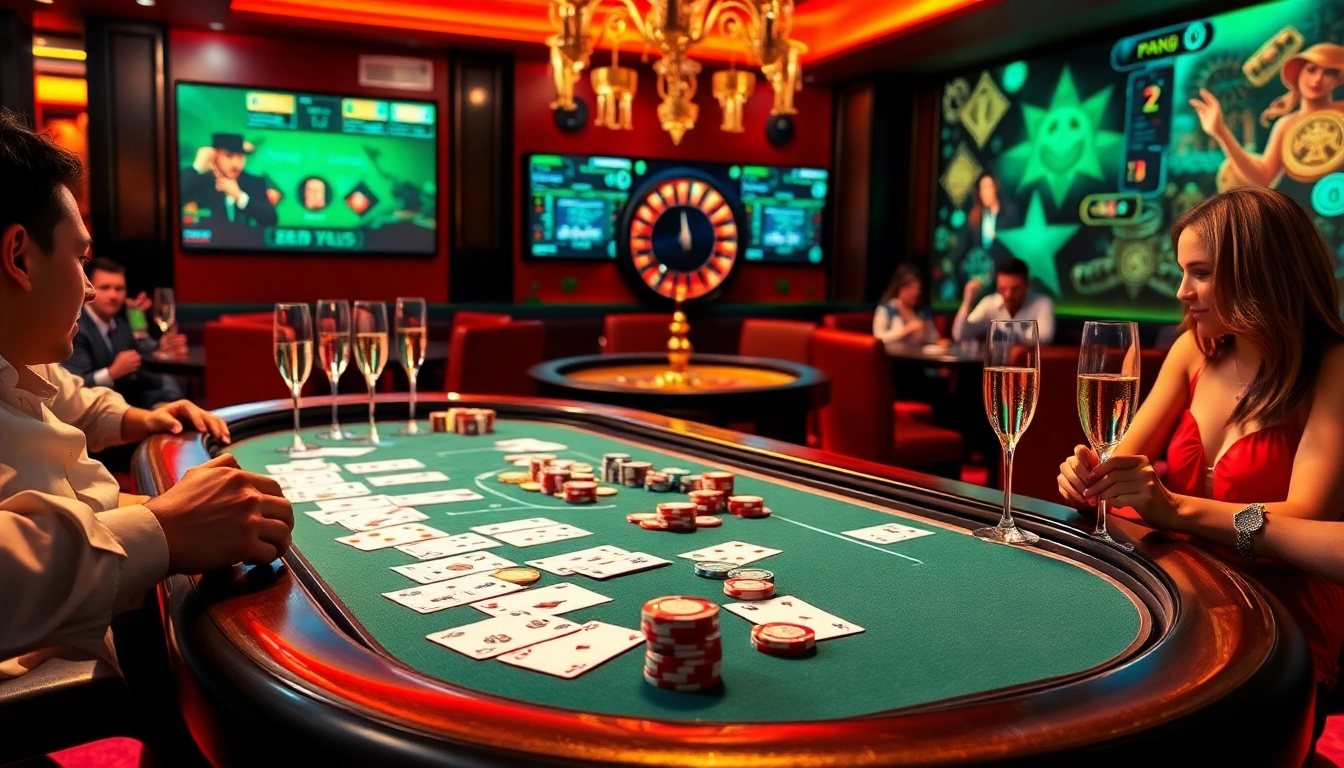 Betting enthusiasts at a luxurious poker table showcasing gambling life at https://luck8com.host/ with vibrant energy.