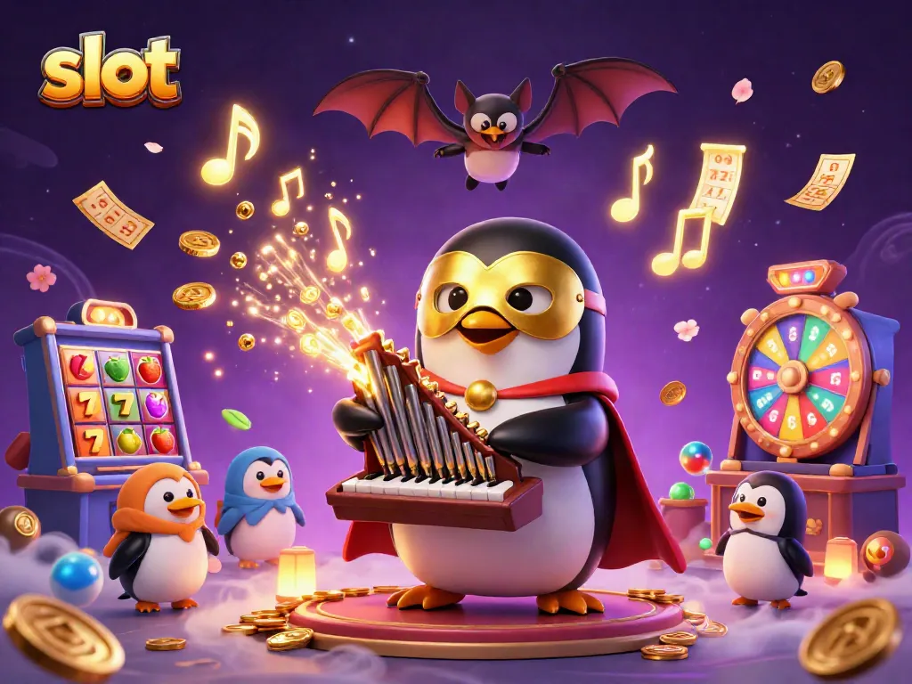 Slot yang menggembirakan dengan simbol-simbol buah dan tujuh keberuntungan di latar belakang.