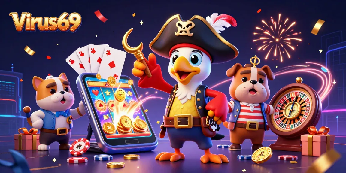 Experience the excitement of Virus69 with pirates, slot games, and dynamic casino elements!
