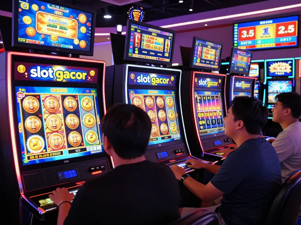 Pemain menikmati pengalaman kasino online yang mendebarkan dengan permainan slot gacor dan grafik yang cerah, menangkap sensasi permainan.