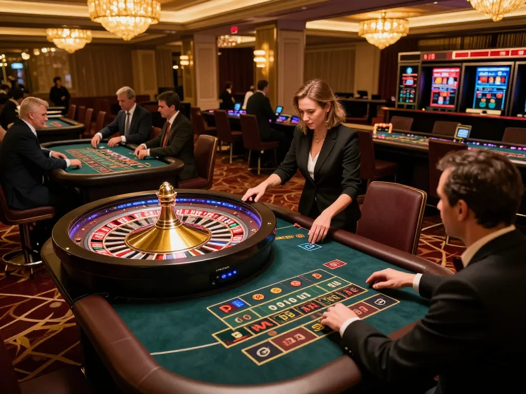 Players engaged at the roulette table in F168 casino, showcasing dynamic betting and luxurious atmosphere.