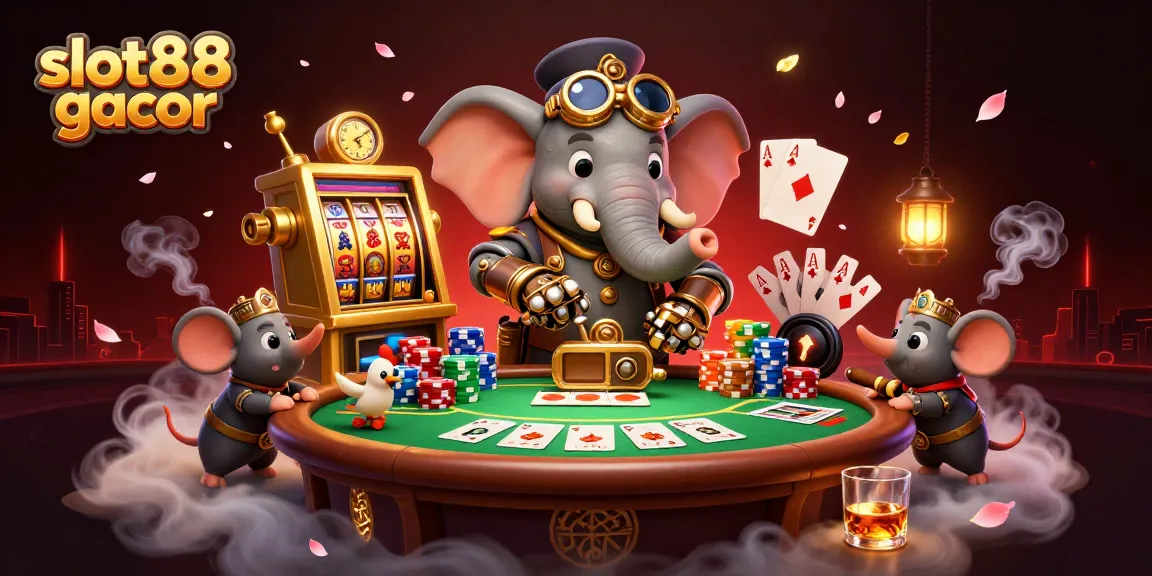 Mengaktifkan slot88 gacor dengan karakter unik di kasino, simbol slot, dan detail menarik.