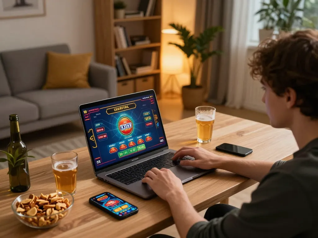 Engaging in online casino games on https://saobet.deal/ with a laptop and smartphone.