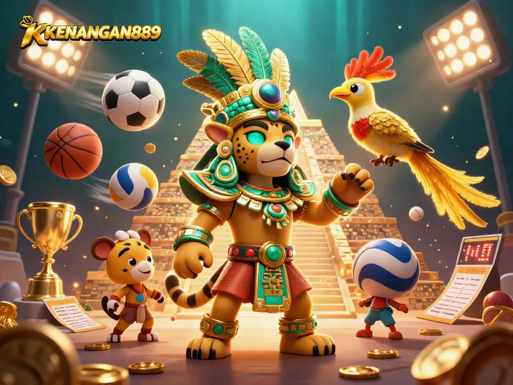 Bet big with KENANGAN889 in an immersive casino experience, showcasing a vibrant Mayan-themed scene.